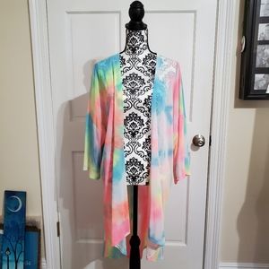 Neon tie dye fine mesh kimono LARGE/XL